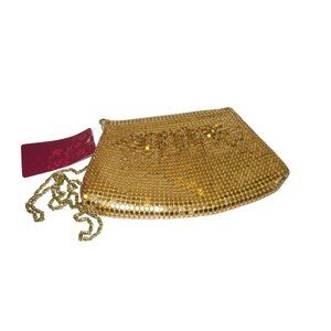 *LuLu Townsend Gold Link Crossbody Clutch Evening Glitter Chain Mesh
